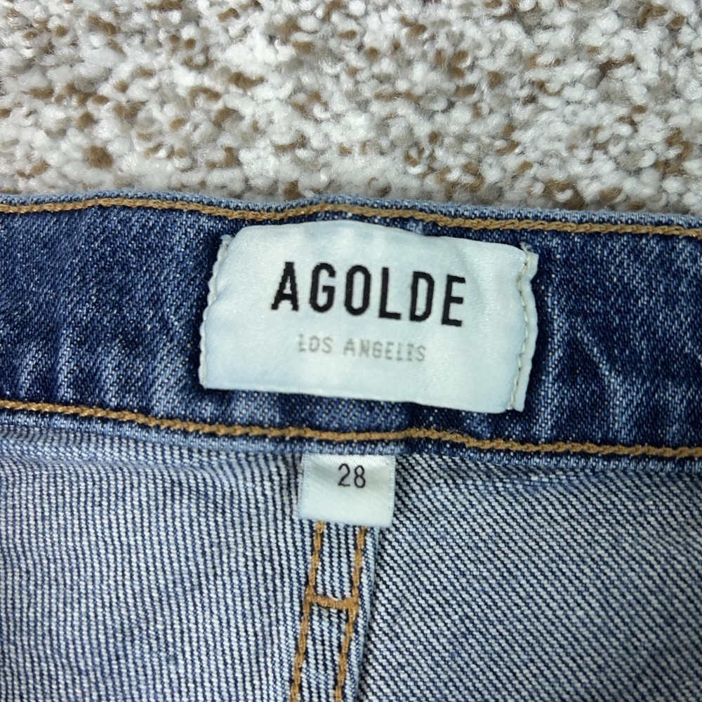AGOLDE Womens Jeans 28 Blue High Rise Harper Wide Leg Straight Raw Hem Denim - Picture 8 of 11